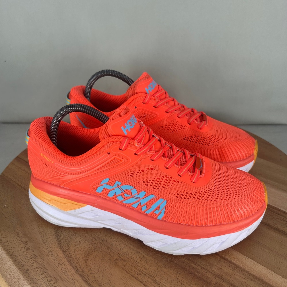 Hoka One One Bondi 7 Womens Running Shoes Orange Blue 1110519-CCSD Size 8.5 B